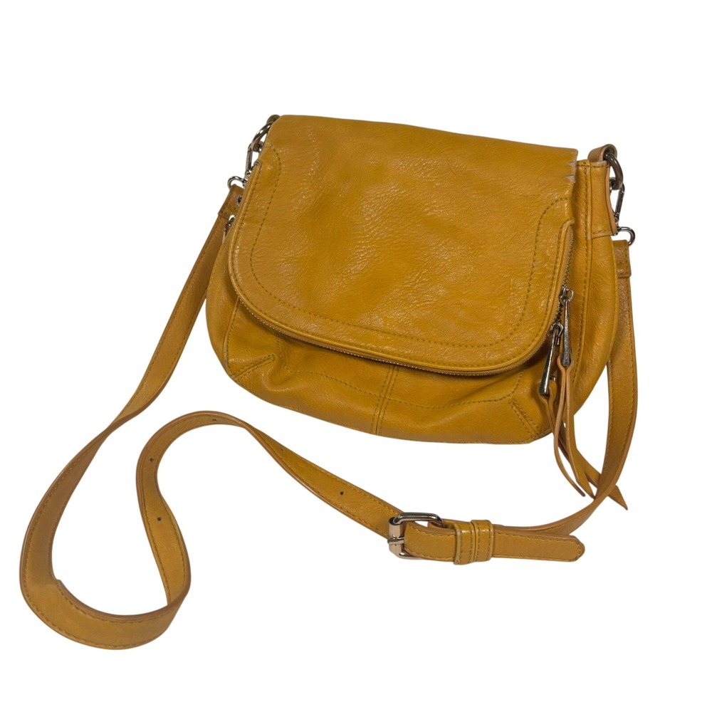 Moda Luxe Purse Crossbody Leather Yellow Hippie Messenger Zip Boho Festival